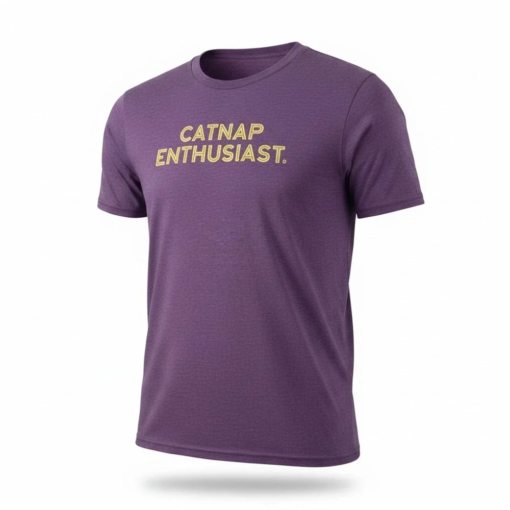 District Perfect Blend Catnap Enthusiast Graphic Tee Purple Heather L Womens